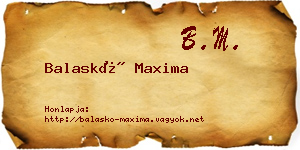 Balaskó Maxima névjegykártya
